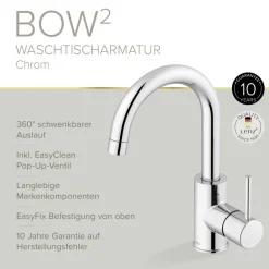 Waschtischarmatur 'Bow²' chromfarben