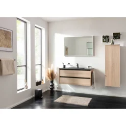 Waschtischunterschrank 'Vita' Eichefarben Braun/schwarz 100 x 50 x 46 cm