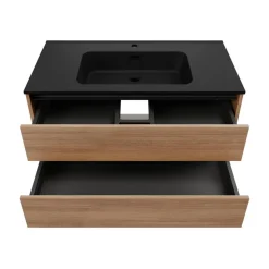 Waschtischunterschrank 'Vita' Eichefarben Braun/schwarz 100 x 50 x 46 cm