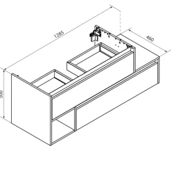 Waschtischunterschrank 'Vita' Eichefarben Braun/schwarz links 128,5 x 50 x 46 cm