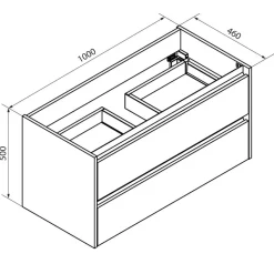 Waschtischunterschrank 'Vita' Eichefarben Braun/weiß 100 x 50 x 46 cm