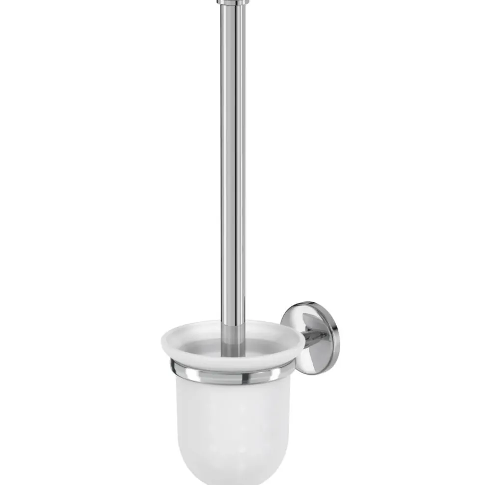 WC-Bürstengarnitur 'Flame' wandhängend rund verchromt/weiß