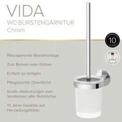 WC-Bürstengarnitur 'Vida' wandhängend rund verchromt/transparent