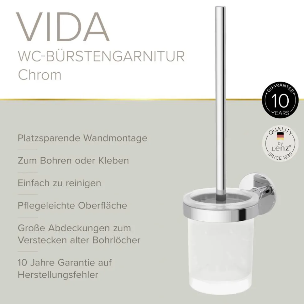WC-Bürstengarnitur 'Vida' wandhängend rund verchromt/transparent