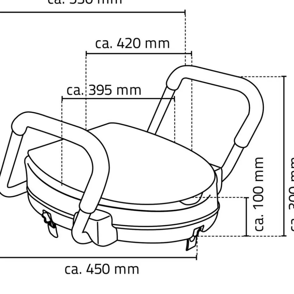 WC-Erhöhung mit Griffen und Deckel 'Comfort' weiß bis 150 kg