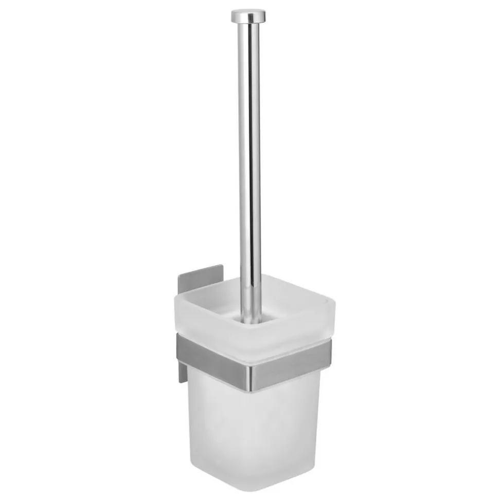 WC-Garnitur 'Turbo-Loc Genova' Edelstahl matt, Glas satiniert, inklusive Halterung