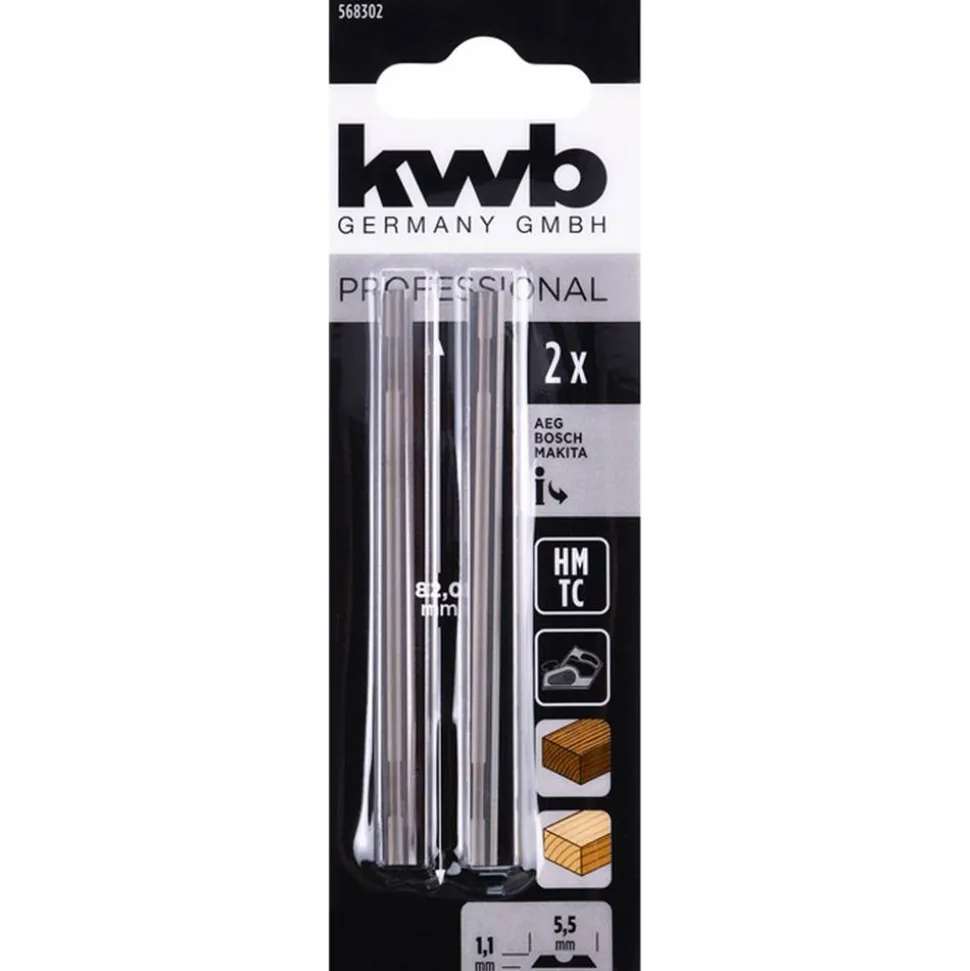 Wende-Hobelmesser 82 x 5,5 mm, 2 Stück