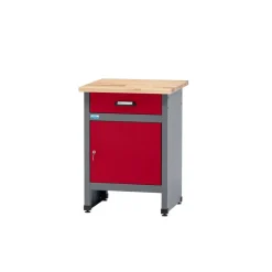 Werkbank Eintürig mit 1 Schublade dunkelrot 60 x 84 x 60 cm