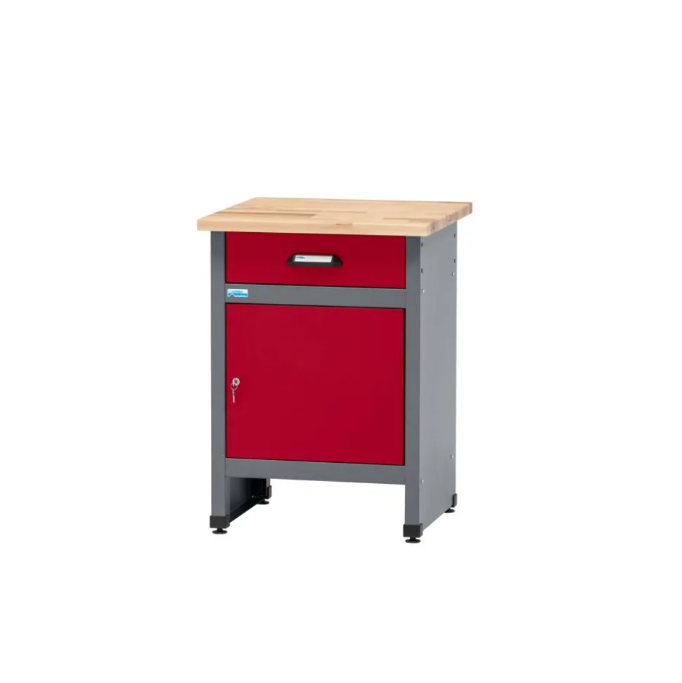 Werkbank Eintürig mit 1 Schublade dunkelrot 60 x 84 x 60 cm