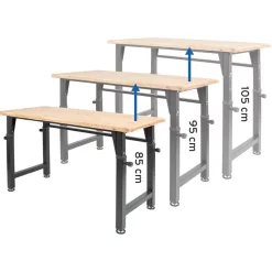 Werkbank höhenverstellbar 135 x 105 x 60 cm