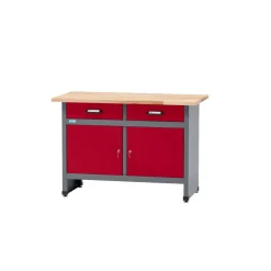 Werkbank mit 2 Türen und 2 Schubladen dunkelrot 120 x 84 x 60 cm