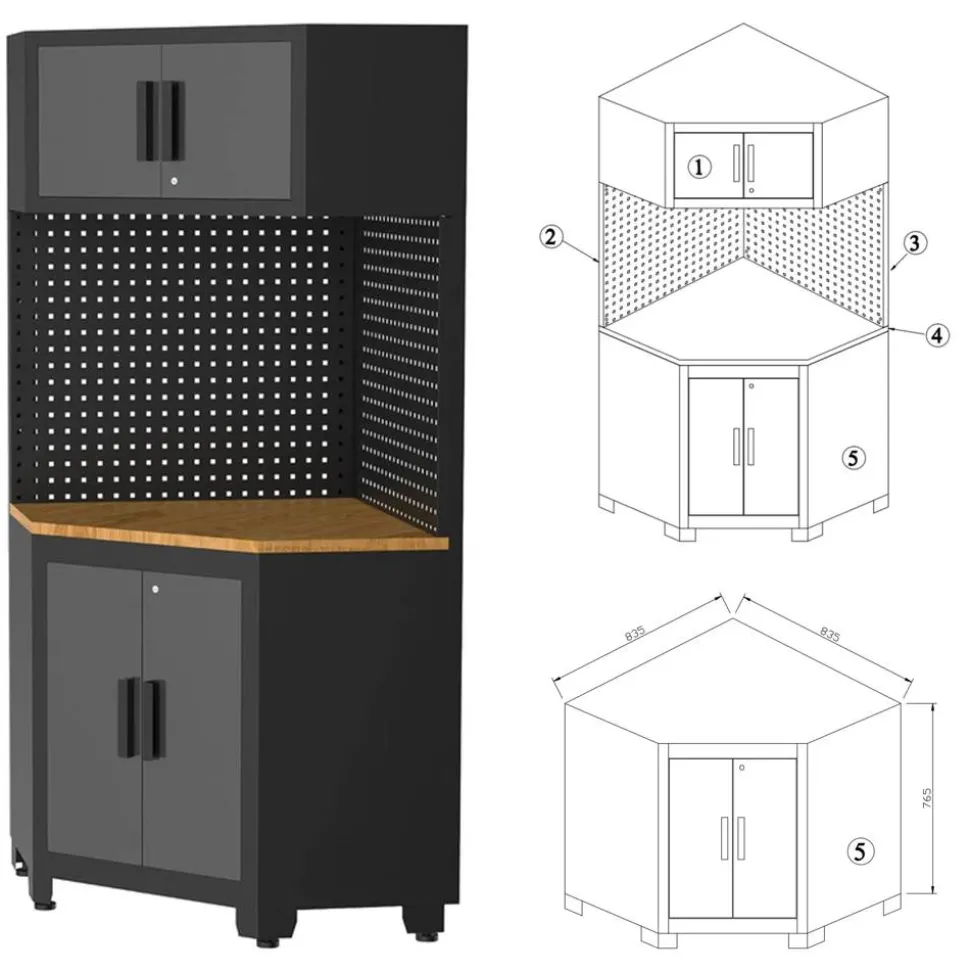 Werkstatteinrichtungs-Set schwarz 24-teilig 534 x 50 x 200 cm