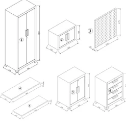 Werkstatteinrichtungs-Set schwarz 24-teilig 534 x 50 x 200 cm