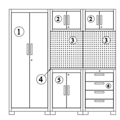 Werkstatteinrichtungs-Set schwarz 8-teilig 195 x 50 x 200 cm