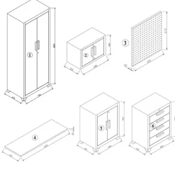 Werkstatteinrichtungs-Set schwarz 8-teilig 195 x 50 x 200 cm