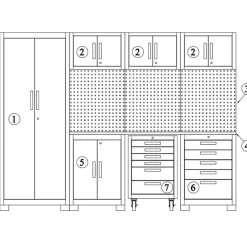 Werkstatteinrichtungs-Set schwarz 11-teilig 255 x 50 x 200 cm