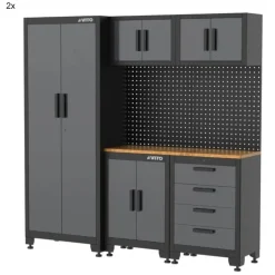 Werkstatteinrichtungs-Set schwarz 16-teilig 395 x 50 x 200 cm