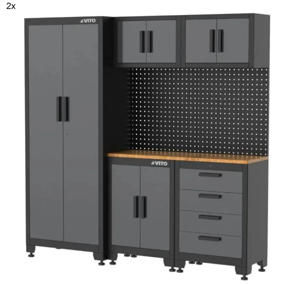 Werkstatteinrichtungs-Set schwarz 16-teilig 395 x 50 x 200 cm