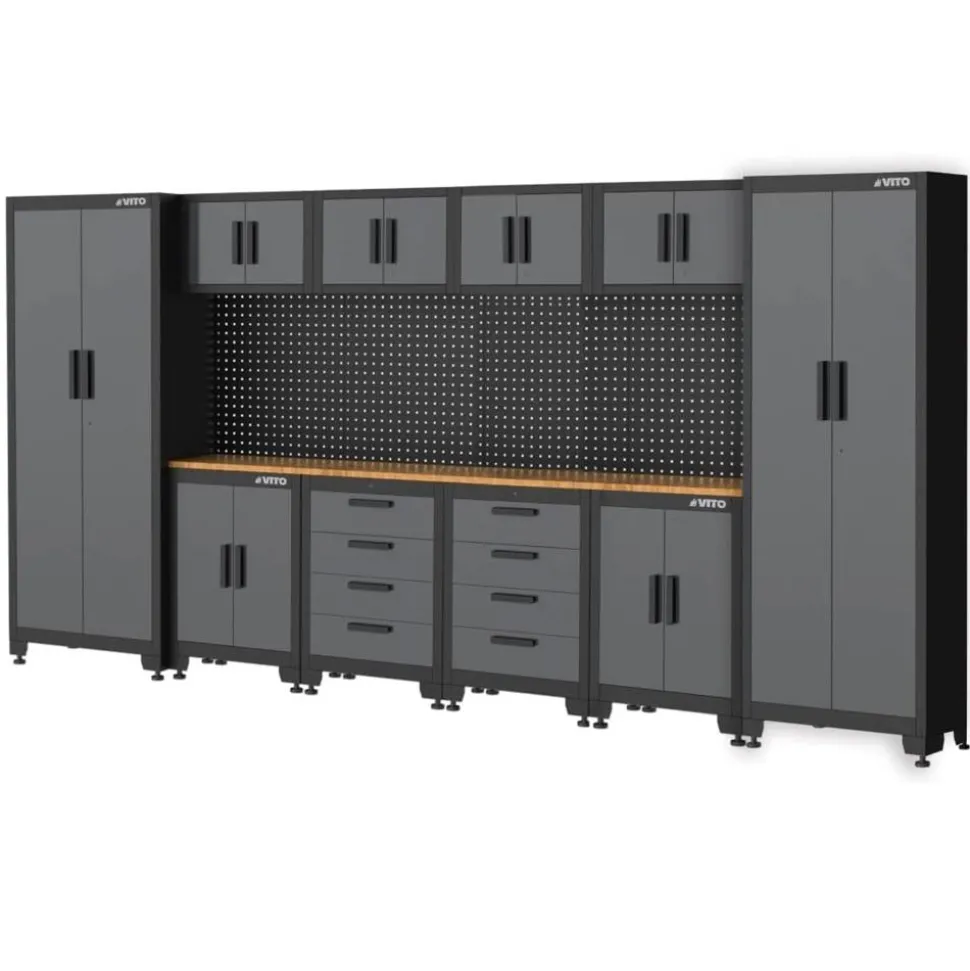Werkstatteinrichtungs-Set schwarz 16-teilig 395 x 50 x 200 cm