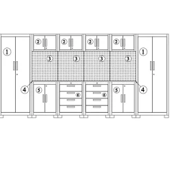 Werkstatteinrichtungs-Set schwarz 16-teilig 395 x 50 x 200 cm