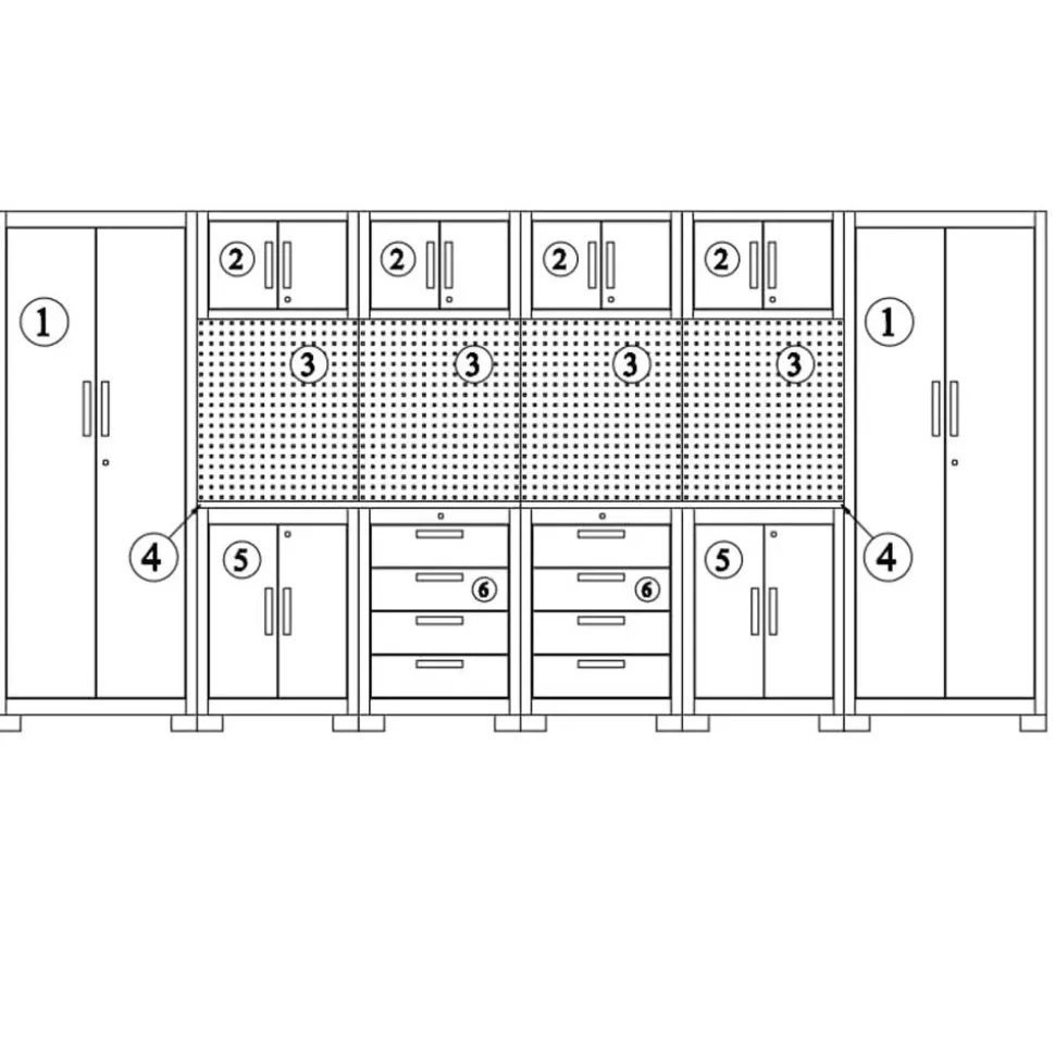 Werkstatteinrichtungs-Set schwarz 16-teilig 395 x 50 x 200 cm