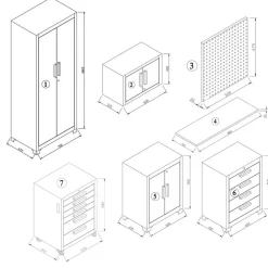 Werkstatteinrichtungs-Set schwarz 19-teilig 455 x 50 x 200 cm