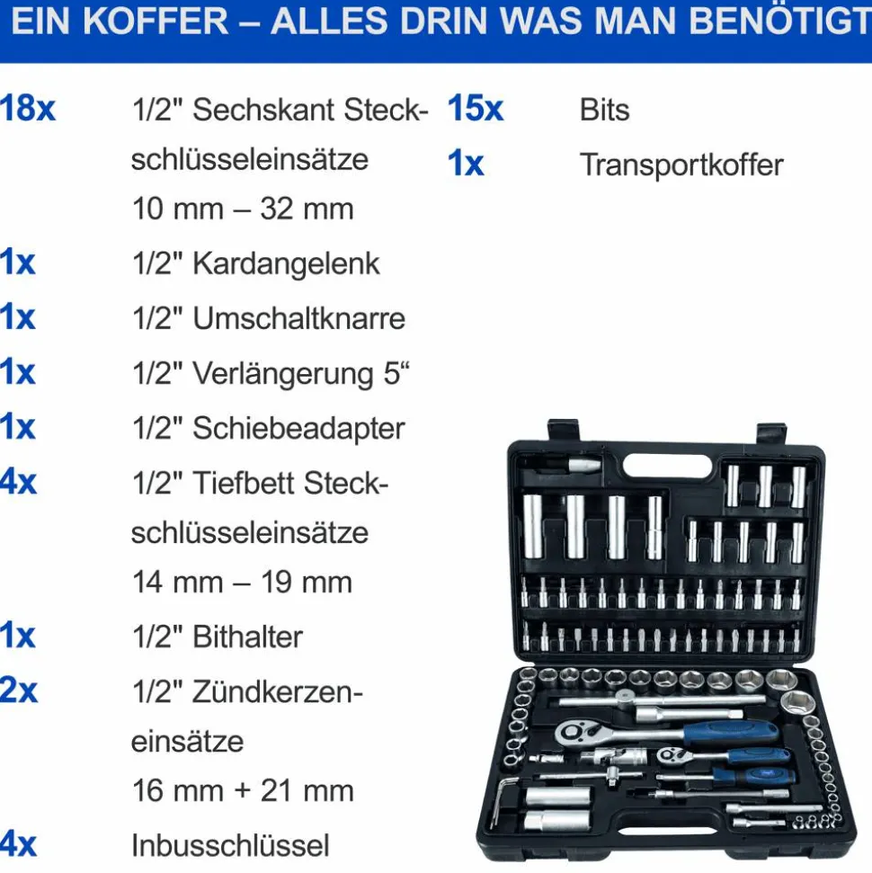 Werkzeugkoffer 'TB94' mit Steckschlüsselsatz 95-teilig