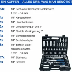 Werkzeugkoffer 'TB94' mit Steckschlüsselsatz 95-teilig