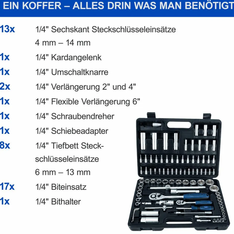 Werkzeugkoffer 'TB94' mit Steckschlüsselsatz 95-teilig