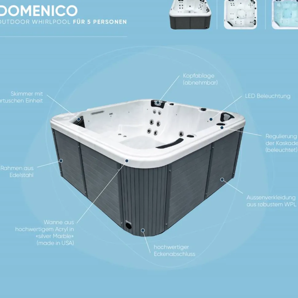 Whirlpool 'Domenico' silbern 216 x 216 x 92 cm