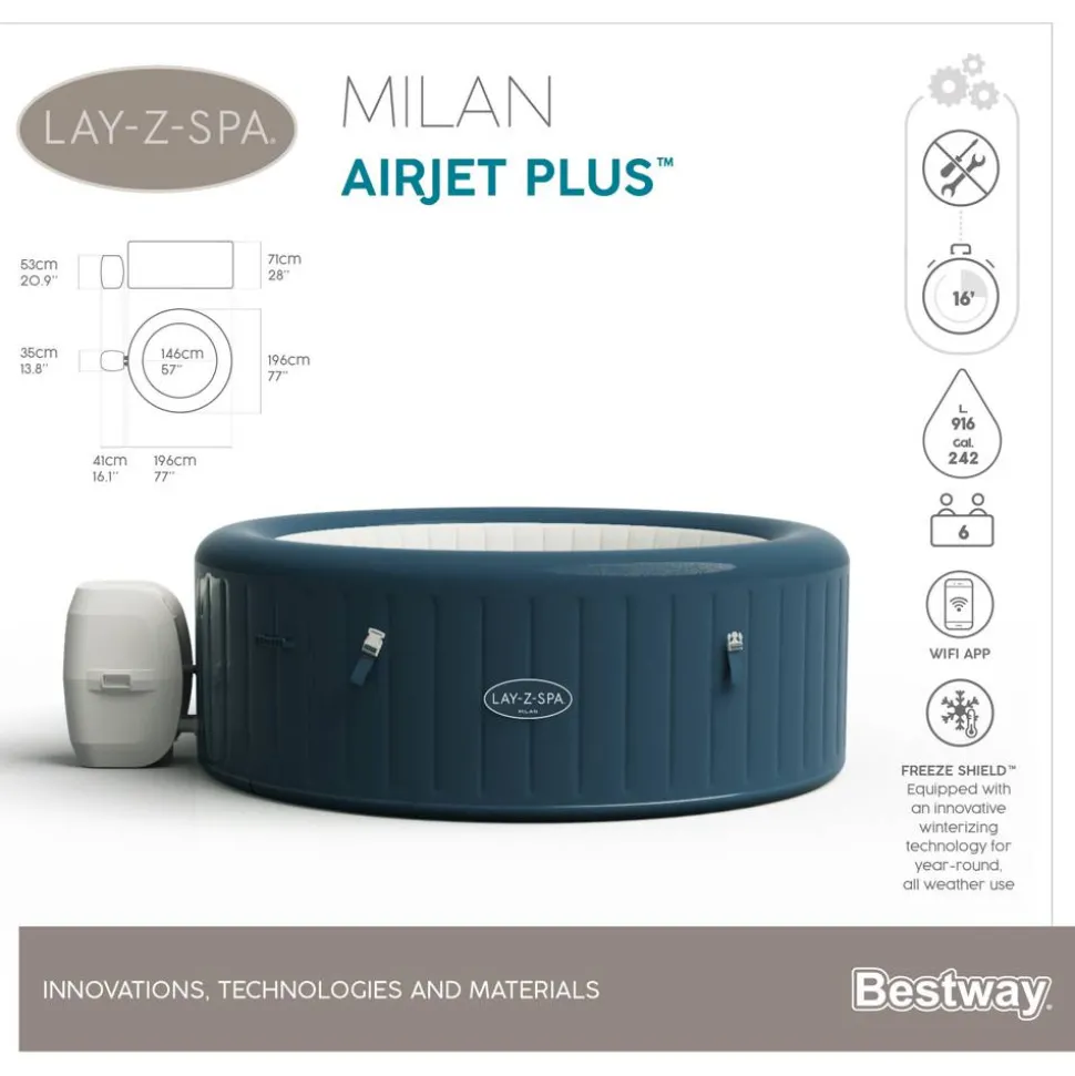 Whirlpool 'Lay-Z-Spa™ Milan AirJet Plus' blau/weiß 196 x 71 cm