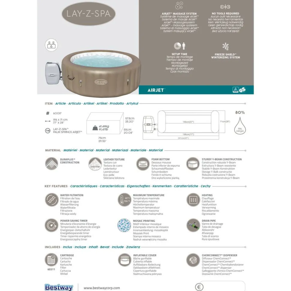 Whirlpool 'Lay-Z-Spa® Palm Springs AirJet™' taupe/weiß Ø 196 x 71 cm