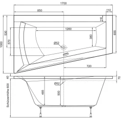 Whirlpool-Komplettset 'Galia I' Modell B 170 x 100 x 50 cm