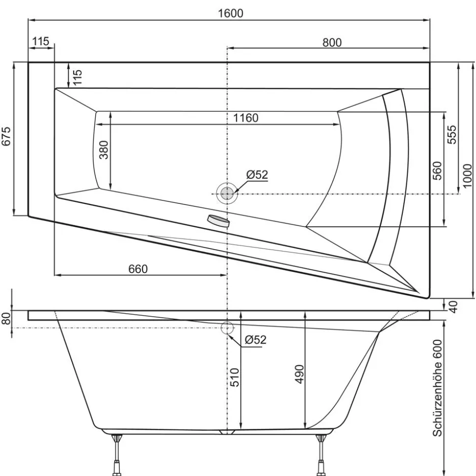 Whirlpool-Komplettset 'Galia I' Modell A 160 x 100 x 51 cm