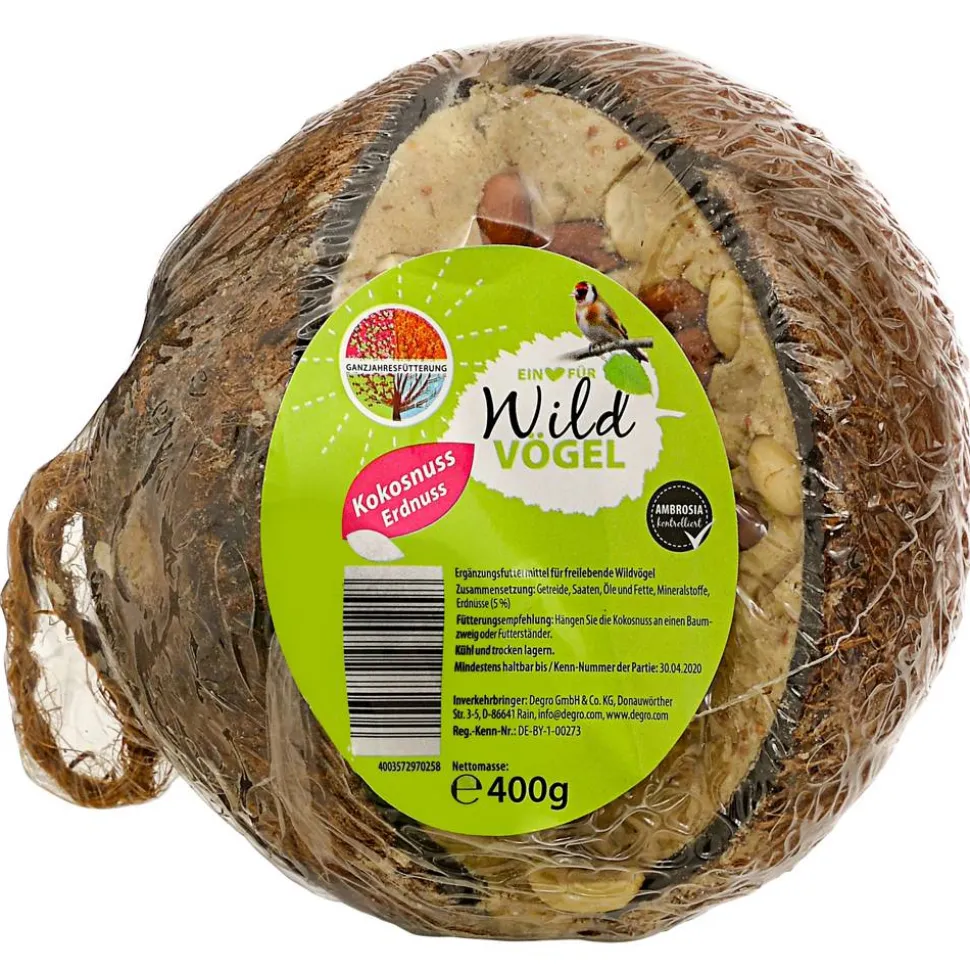 Wildvogelfutter Kokosnuss mit Nussfüllung 400 g