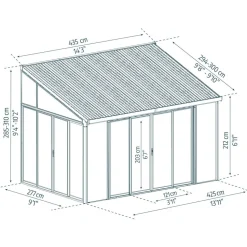 Wintergarten 'Sanremo' anthrazit 294 x 435 cm Polycarbonat transparent