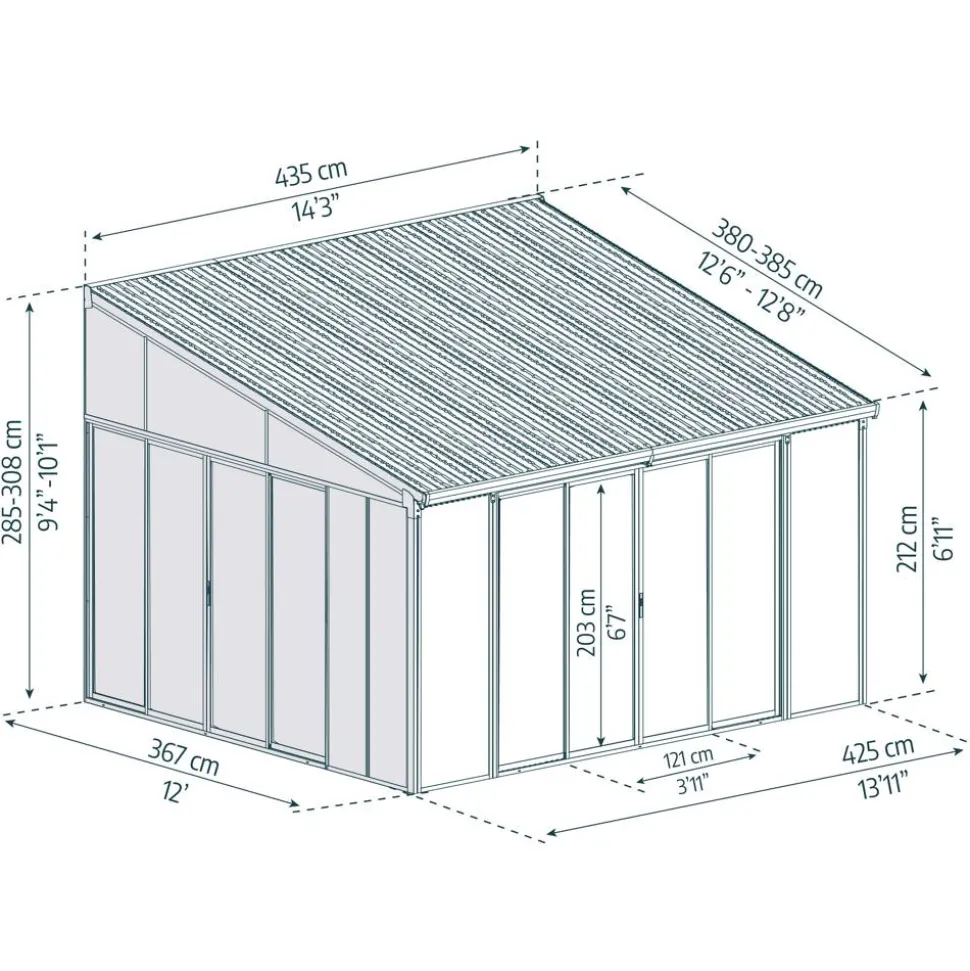 Wintergarten 'Sanremo' anthrazit 380 x 435 cm Polycarbonat transparent