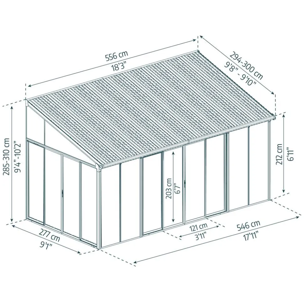 Wintergarten 'Sanremo' anthrazit 294 x 556 cm Polycarbonat transparent