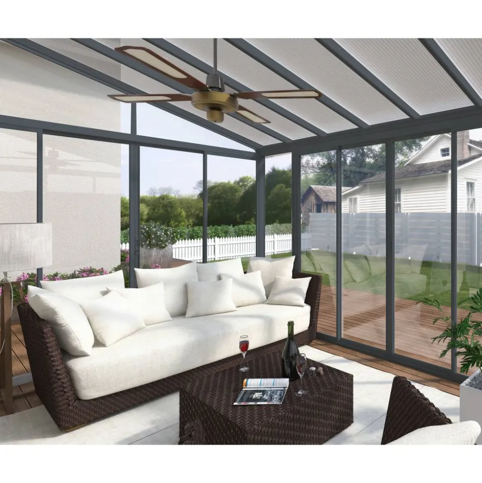 Wintergarten 'Sanremo' anthrazit 294 x 556 cm Polycarbonat transparent