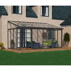 Wintergarten 'Sanremo' anthrazit 294 x 556 cm Polycarbonat transparent