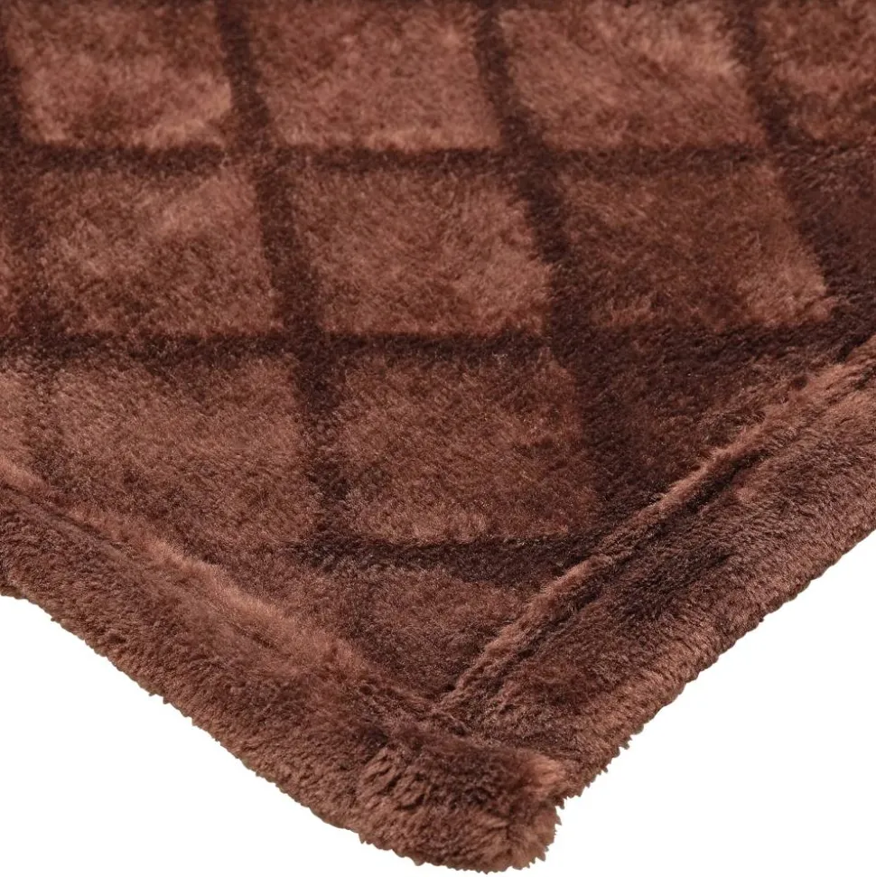 Wohndecke mit Rautenmuster 220 x 170 cm braun
