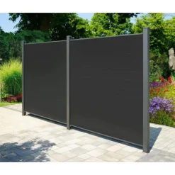 WPC-Sichtschutzzaun 'Premium' Erweiterungsmodul anthrazit matt 178 x 188 cm, 1 Pfosten