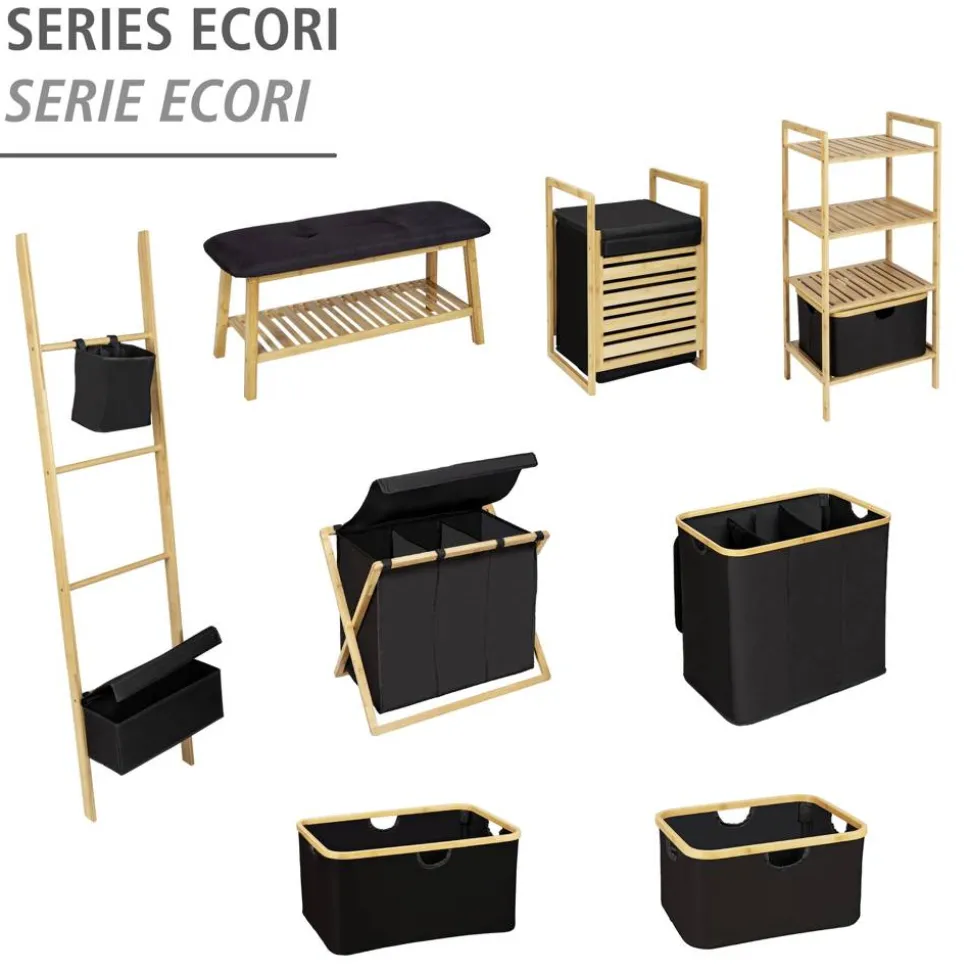 Wäschekorb 'Ecori' Polyester schwarz 54 x 26 x 36 cm