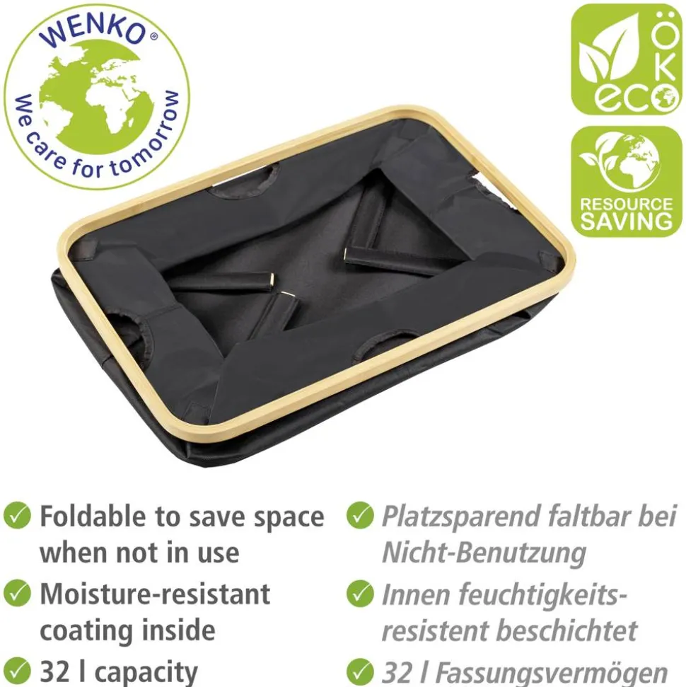 Wäschekorb 'Ecori' Polyester schwarz 54 x 26 x 36 cm
