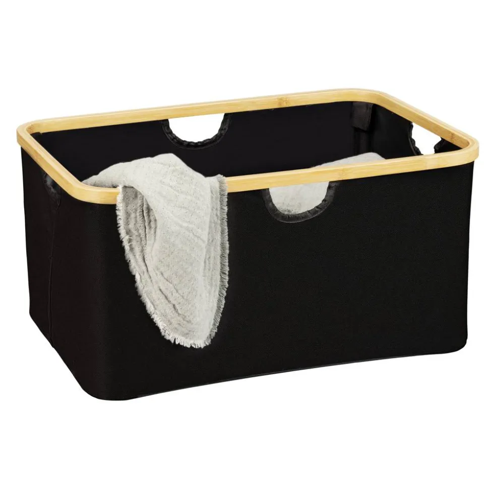 Wäschekorb 'Ecori' Polyester schwarz 54 x 26 x 36 cm