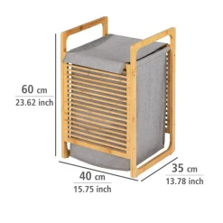 Wäschesammler 'Bahari' Bambus braun, grau 40 x 60 x 35 cm 43 l