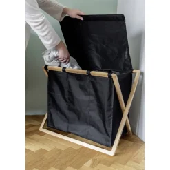 Wäschesammler 'Ecori' Bambus schwarz, braun 69 x 56,5 x 33 cm