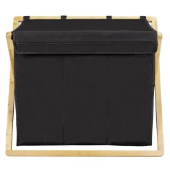 Wäschesammler 'Ecori' Bambus schwarz, braun 69 x 56,5 x 33 cm