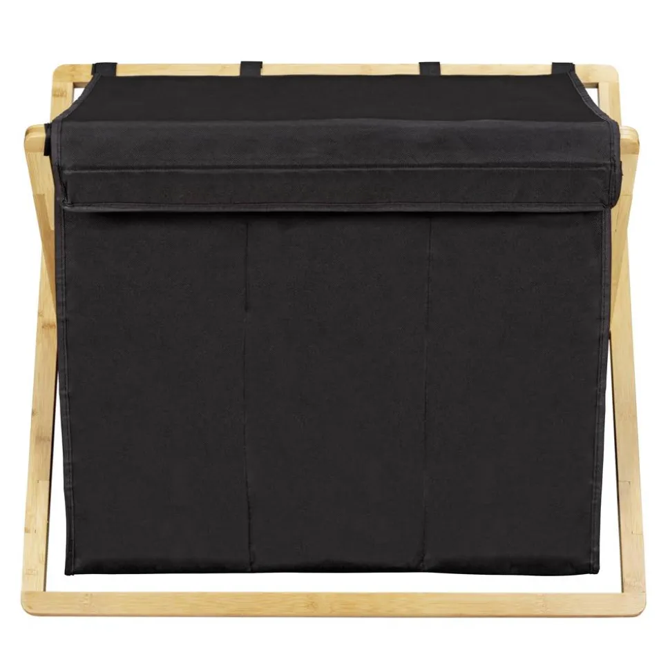 Wäschesammler 'Ecori' Bambus schwarz, braun 69 x 56,5 x 33 cm