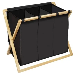 Wäschesammler 'Ecori' Bambus schwarz, braun 69 x 56,5 x 33 cm